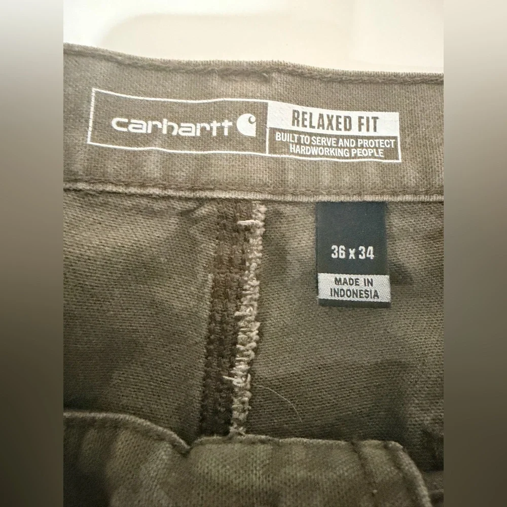 Carhartt Olive Green Casual Utility Pants Relaxed Fit size 36 x 34